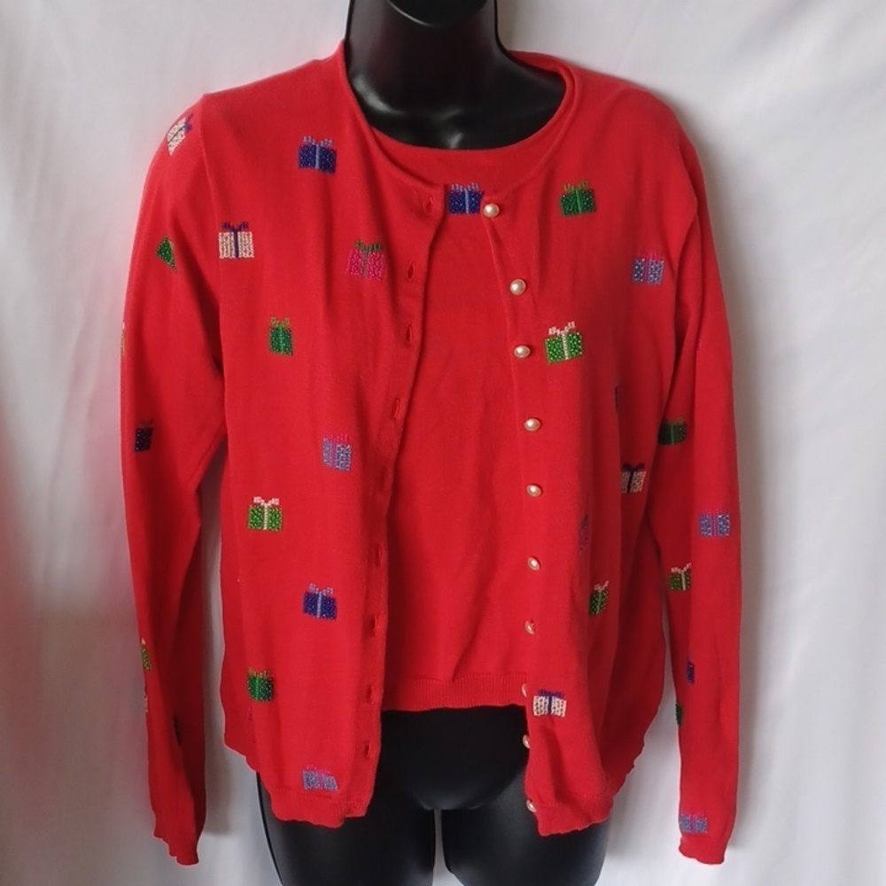 Marisa Christina Ugly Christmas Sweater & Cardigan set Womenโs Size M